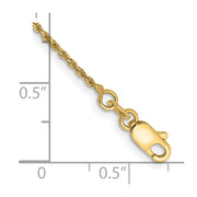 14K 1.15mm Diamond-cut Machine Made Rope with Lobster Clasp Anklet