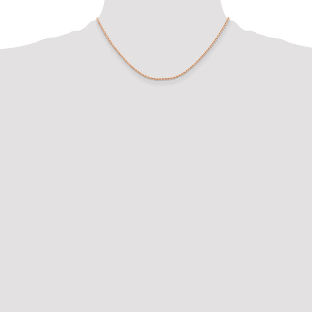 14K Rose Gold 1.5mm Diamond-cut Rope with Lobster Clasp Chain