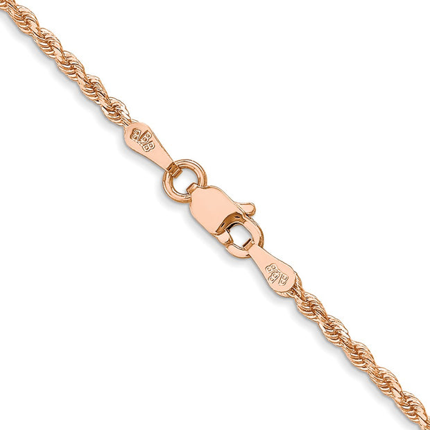 14K Rose Gold 1.75mm Diamond-cut Rope with Lobster Clasp Chain