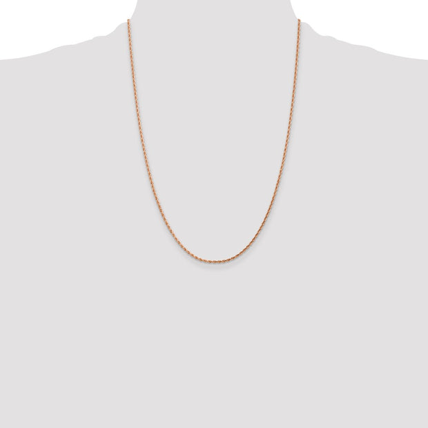 14K Rose Gold 1.75mm Diamond-cut Rope with Lobster Clasp Chain