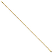 14K 2mm Diamond-cut Rope with Lobster Clasp Anklet