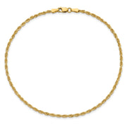 14K 2mm Diamond-cut Rope with Lobster Clasp Anklet