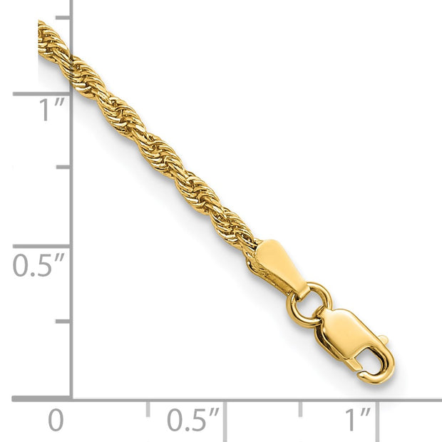 14K 2mm Diamond-cut Rope with Lobster Clasp Anklet