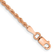 14K Rose Gold 2mm Diamond-cut Rope with Lobster Clasp Anklet