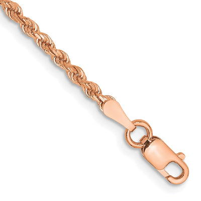 14K Rose Gold 2mm Diamond-cut Rope with Lobster Clasp Anklet