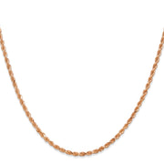14K Rose Gold 2mm Diamond-cut Rope with Lobster Clasp Chain