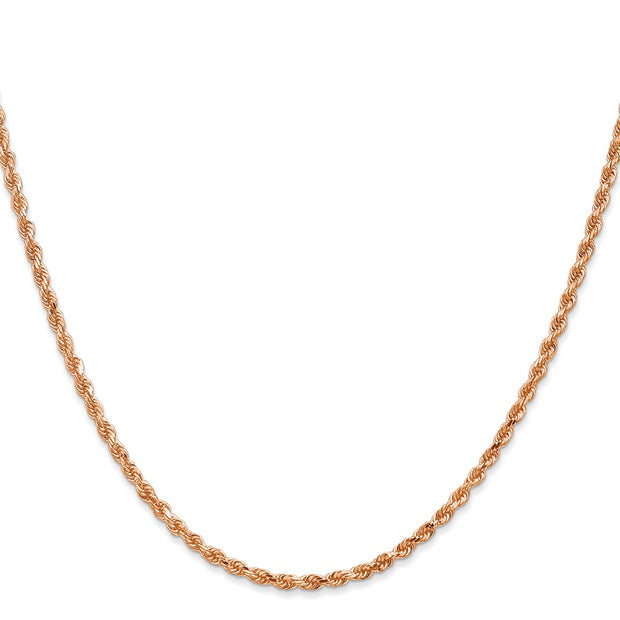 14K Rose Gold 2mm Diamond-cut Rope with Lobster Clasp Chain