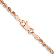14K Rose Gold 2mm Diamond-cut Rope with Lobster Clasp Chain