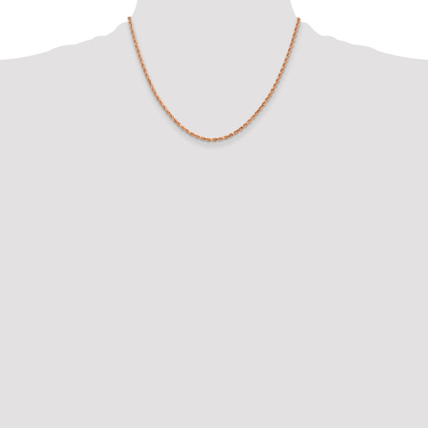 14K Rose Gold 2mm Diamond-cut Rope with Lobster Clasp Chain