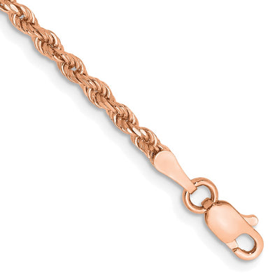 14K Rose Gold 2.25mm Diamond-cut Rope with Lobster Clasp Chain