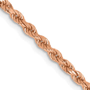 14K Rose Gold 2mm Diamond-cut Rope with Lobster Clasp Chain