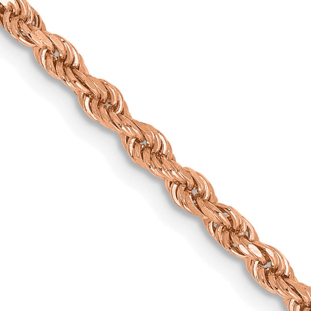 14K Rose Gold 2mm Diamond-cut Rope with Lobster Clasp Chain