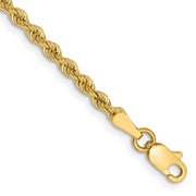 14K 2.5mm Regular Rope with Lobster Clasp Anklet