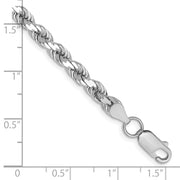 14K White Gold 4.5mm Diamond-cut Rope with Lobster Clasp Chain