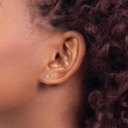 Inverness 14k White 3mm Crystal Bezel Earrings