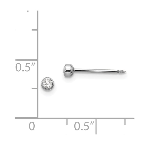 Inverness 14k White 3mm Crystal Bezel Earrings