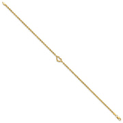 14k Diamond-cut Open Heart and Rope Chain Anklet