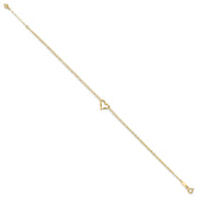 14k Double Strand Chain and Open Twisted Heart Anklet Plus Heart Dangle Extender