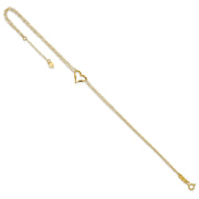 14k Double Strand Chain and Open Twisted Heart Anklet Plus Heart Dangle Extender