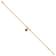 14K Red and Black Enameled Ladybug Anklet Plus Extender