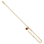 14K Red and Black Enameled Ladybug Anklet Plus Extender
