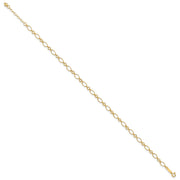 14k Fancy Figaro Link Anklet Plus Heart Dangle Extender