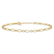 14k Fancy Figaro Link Anklet Plus Heart Dangle Extender