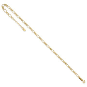 14k Fancy Figaro Link Anklet Plus Heart Dangle Extender