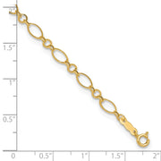 14k Fancy Figaro Link Anklet Plus Heart Dangle Extender