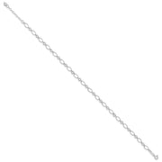 14k White Gold Fancy Figaro Link Anklet Plus Heart Dangle Extender