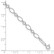14k White Gold Fancy Figaro Link Anklet Plus Heart Dangle Extender