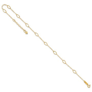14k Textured Oval Shapes Anklet Plus Heart Dangle Extender