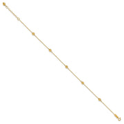 14k Diamond-cut Beads 5-Station Anklet Plus Bead Dangle Extender