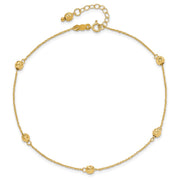 14k Diamond-cut Beads 5-Station Anklet Plus Bead Dangle Extender