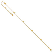 14k Diamond-cut Beads 5-Station Anklet Plus Bead Dangle Extender
