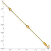 14k Diamond-cut Beads 5-Station Anklet Plus Bead Dangle Extender