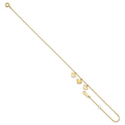 14k 3 Heart Dangles Anklet Plus Extender