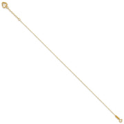 14K Oval Link Chain with Diamond-cut Heart Cage Dangle Anklet Plus Extender