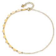 14K Hearts and Oval Links Anklet Plus Heart Dangle Extender