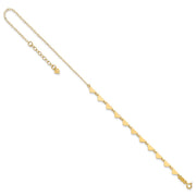 14K Hearts and Oval Links Anklet Plus Heart Dangle Extender