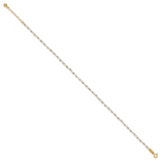14K Two-tone Circle Chain with Mirror Beads Anklet Plus Heart Dangle Extender