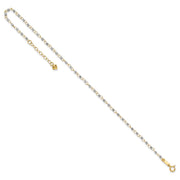 14K Two-tone Circle Chain with Mirror Beads Anklet Plus Heart Dangle Extender