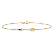 14K Polished Arrow Anklet Plus Extender
