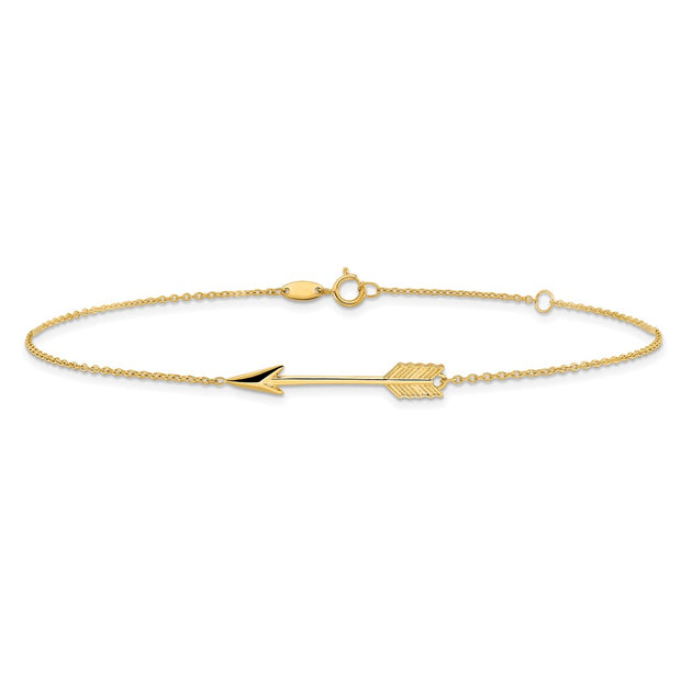 14K Polished Arrow Anklet Plus Extender
