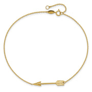 14K Polished Arrow Anklet Plus Extender
