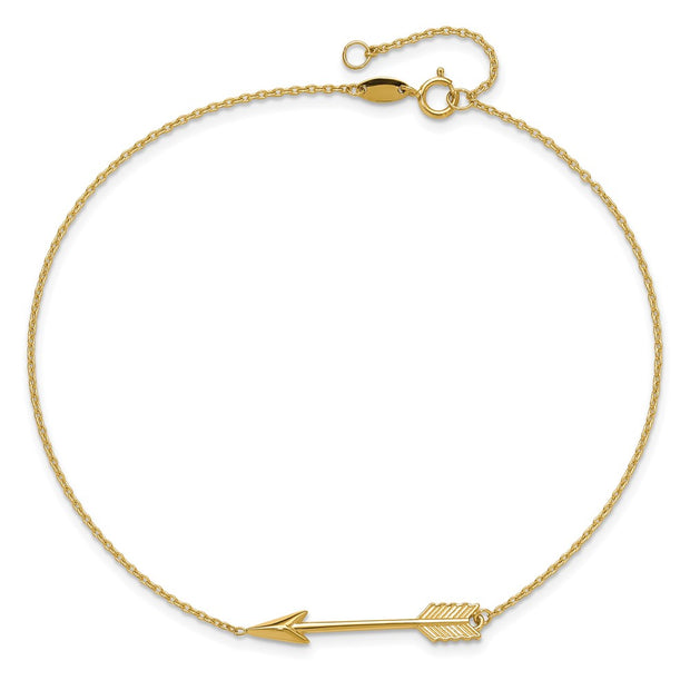 14K Polished Arrow Anklet Plus Extender