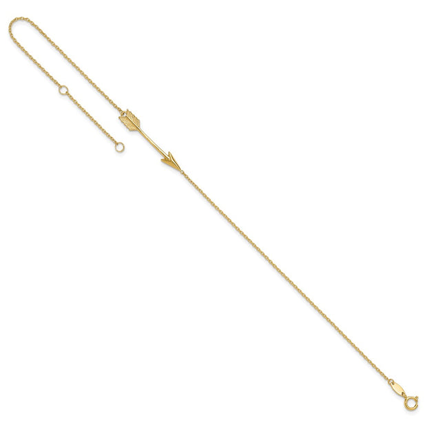 14K Polished Arrow Anklet Plus Extender