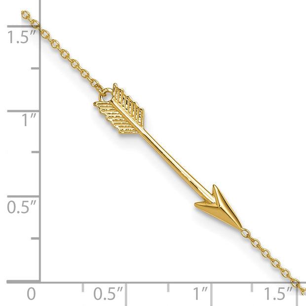 14K Polished Arrow Anklet Plus Extender