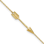 14K Polished Arrow Anklet Plus Extender