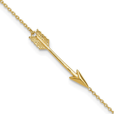 14K Polished Arrow Anklet Plus Extender